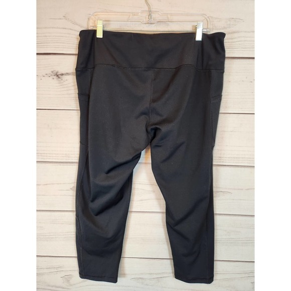 Beverly Hills Polo Club Women's Black‎ Solid Mid Rise Cropped Leggings Size XL - Picture 2 of 7